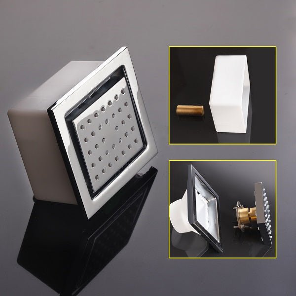 Cascada Showers 14"x20" Recessed White LED Shower System With 3-Way Thermostatic Valve - Detail View 2