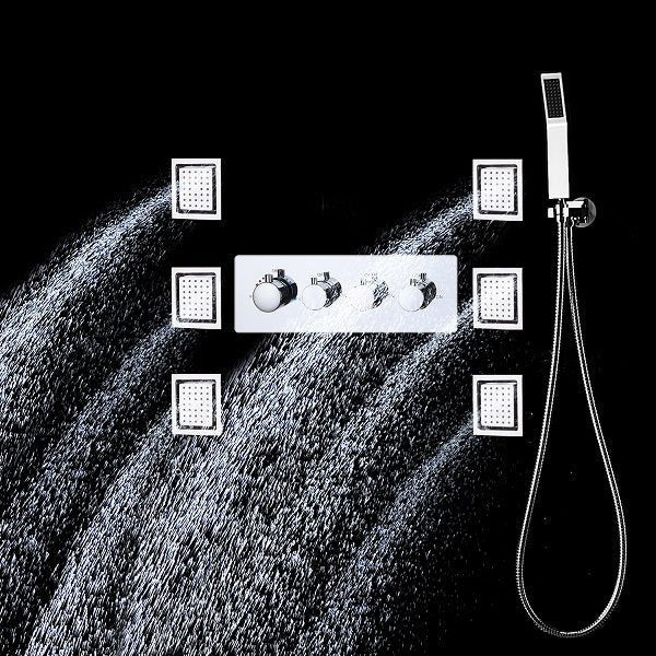 Cascada Showers 14"x20" Recessed White LED Shower System With 3-Way Thermostatic Valve - Product Image 10