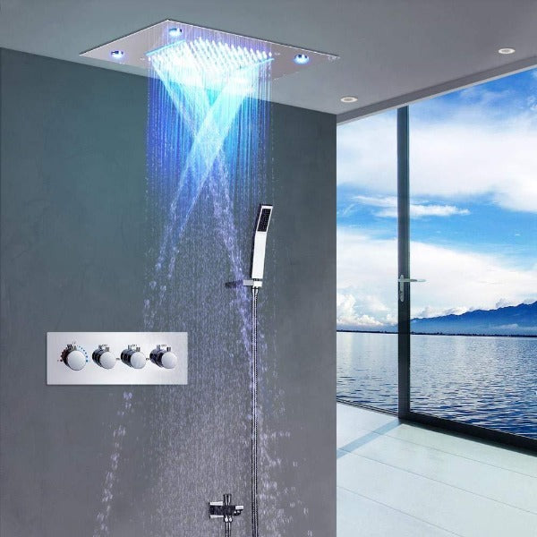 Cascada Showers 14"x20" Recessed Rainfall/Waterfall LED Shower System - Main Product Image