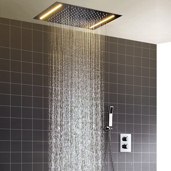 Cascada Showers 14"x20" White LED Shower Set with Dual Thermostatic Valve - Product Image 11