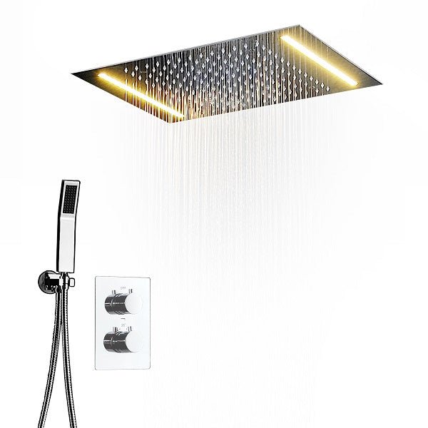 Cascada Showers 14"x20" White LED Shower Set with Dual Thermostatic Valve - Product Image 14