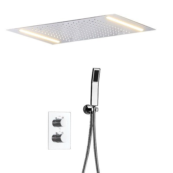 Cascada Showers 14"x20" White LED Shower Set with Dual Thermostatic Valve - Product Image 13