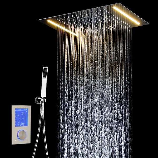 Cascada Showers 14"x20" White LED Shower System with LCD Touch Screen - Main Product Image