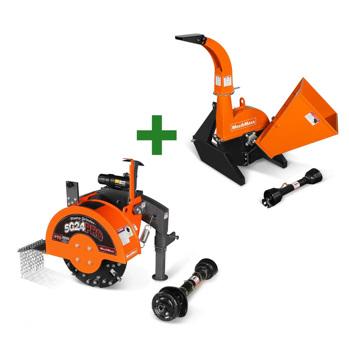 3-Point PTO Stump Grinder & Wood Chipper Bundle - MechMaxx