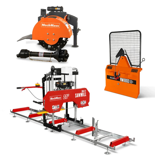 3-Point PTO Stump Grinder & 22" Portable Sawmill & Forestry Log Skiddi