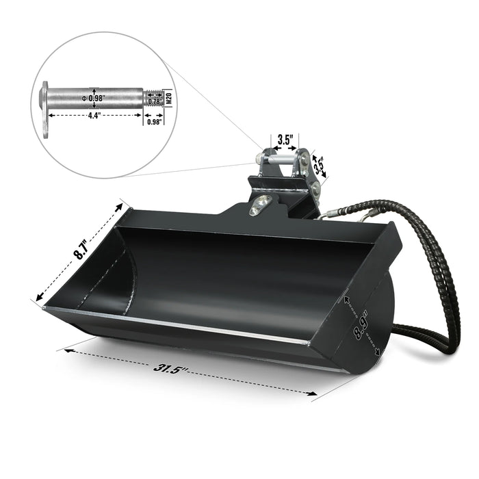 32" Tilt Bucket for Mini Compact Excavator MEC10/MEC12 ( SKU: 150530; 150531; 150532 )
