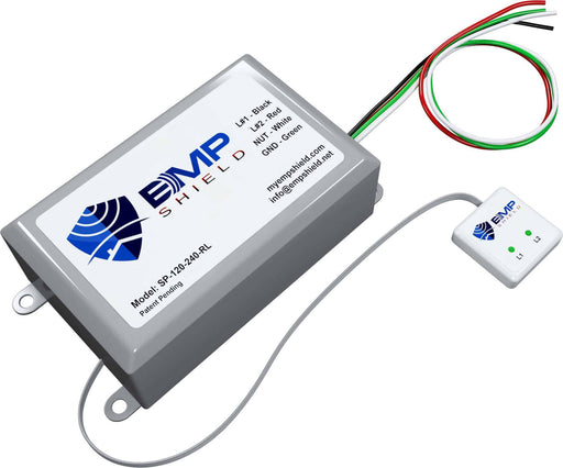 EMP Shield Home EMP & Lightning Protection + CME Defense Concealed Model - EMP Shield device with wiring harness and status indicator lights