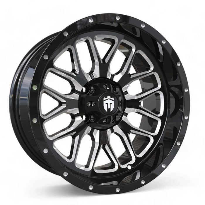 Empire Crown C2 15x7 Gloss Black Milled Edge Golf Cart Wheel