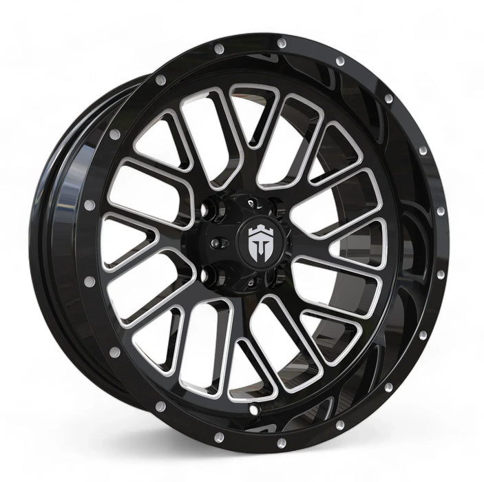 Empire Knight K2 15x7 Gloss Black Milled Edge Golf Cart Wheel