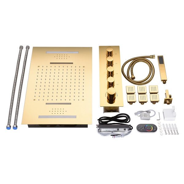 Cascada Serenity Luxury 15" x 23" LED Music Shower System with Built-In Bluetooth Speakers – 4-Function - Dimensions