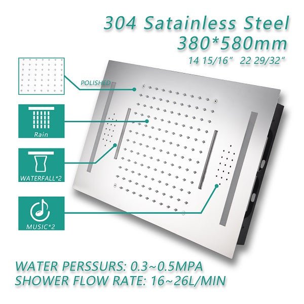 Cascada Showers 15"x23” Cascada Serenity Luxury Music Shower System - Product Image 8