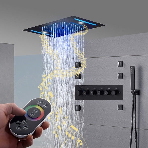 Cascada Showers 15”x23” Music LED shower system with built-in Bluetooth Speaker - Product Image 8