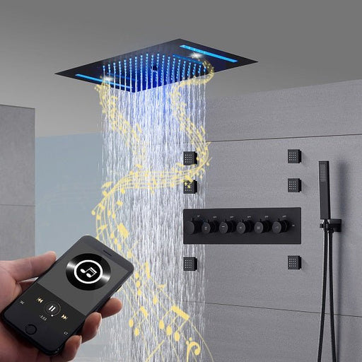 Cascada Showers 15”x23” Music LED shower system with built-in Bluetooth Speaker - Main Product Image
