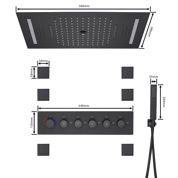 Cascada Showers 15”x23” Music LED shower system with built-in Bluetooth Speaker - Product Image 7