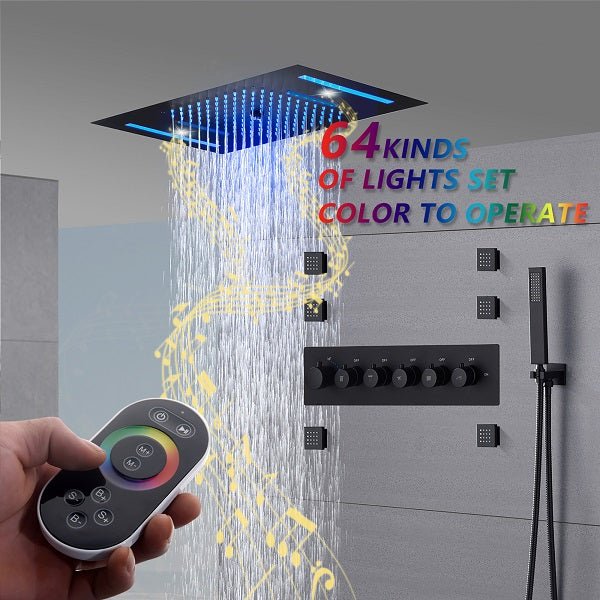 Cascada Showers 15”x23” Music LED shower system with built-in Bluetooth Speaker - Detail View 2