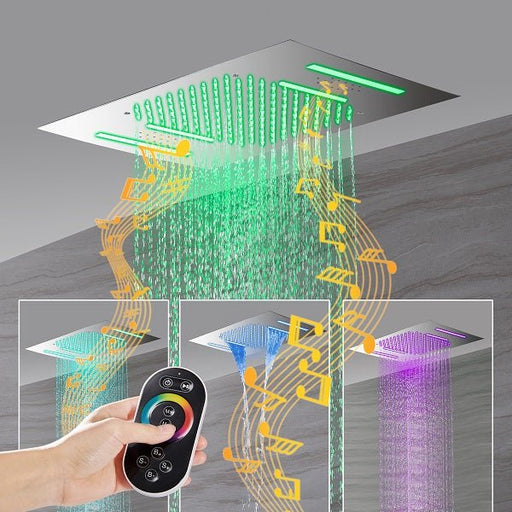 Cascada Showers 15”x23” Cortona Music LED shower system with built-in Bluetooth Speaker - Alternate View
