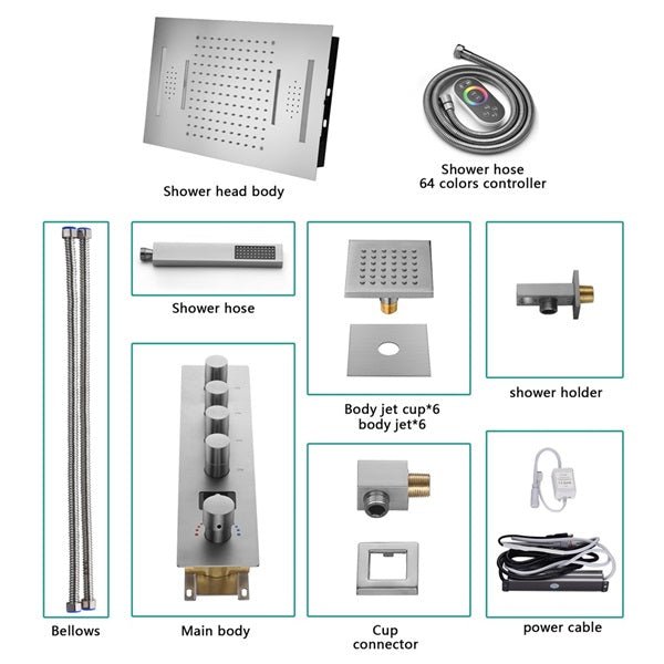 15"x23" Trento Digital LED Shower System By Cascada Showers - Detail View 3