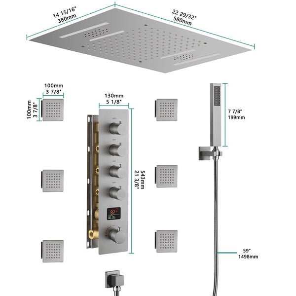 15"x23" Trento Digital LED Shower System By Cascada Showers - Product Image 5