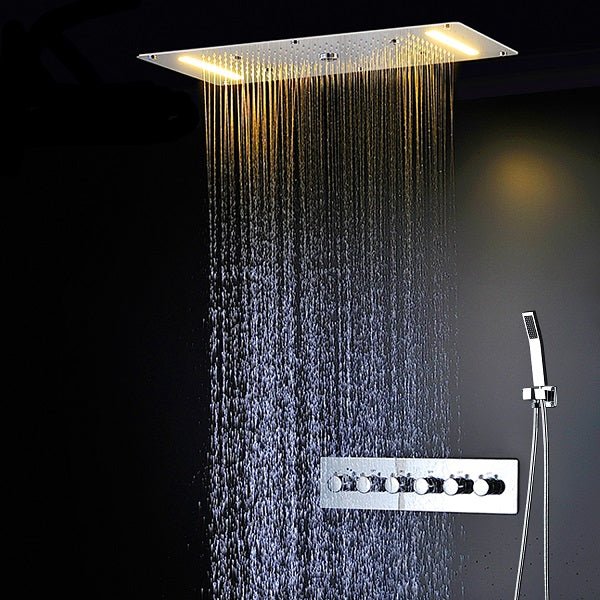 Cascada Showers 15"x28" LED Shower System with 6 knob Thermostatic Valve - Main Product Image