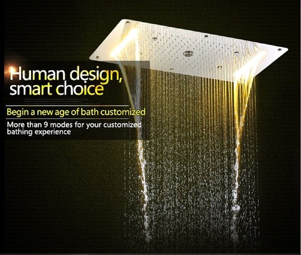 Cascada Showers 15"x28" LED Waterfall Luxurious Recessed 4 Types Rainfall Shower Head - Product Image 13