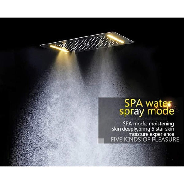 Cascada Showers 15"x28" LED Waterfall Luxurious Recessed 4 Types Rainfall Shower Head - Detail View 3