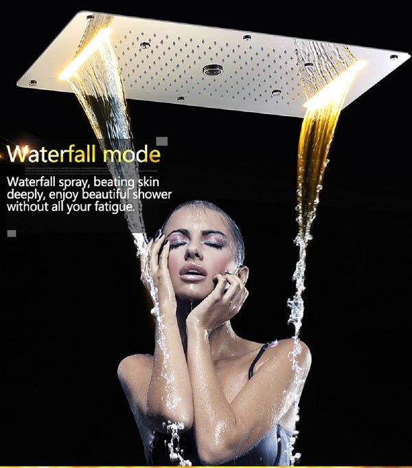 Cascada Showers 15"x28" LED Waterfall Luxurious Recessed 4 Types Rainfall Shower Head - Product Image 7