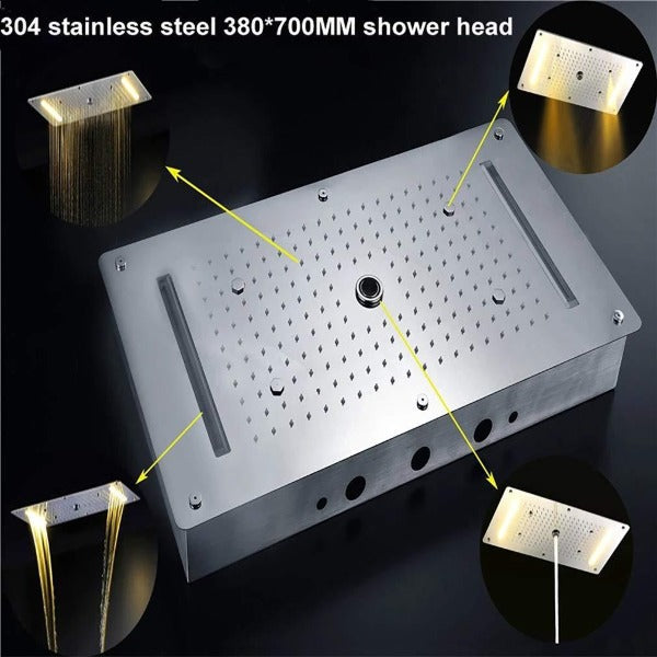 Cascada Showers 15"x28" Cascada Vaticano LED Shower System – Rain & Body Jets - Product Image 6