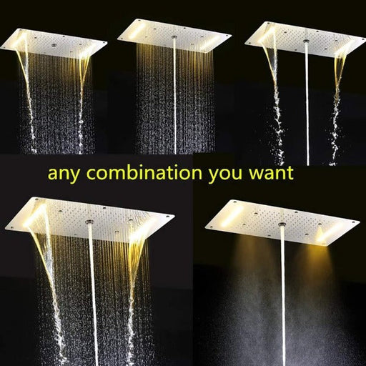 Cascada Showers 15"x28" Cascada Vaticano LED Shower System – Rain & Body Jets - Alternate View