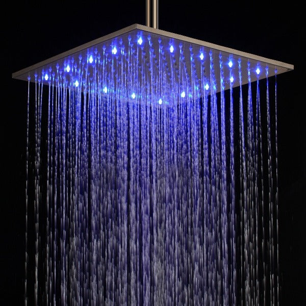 Cascada Showers 16" Square Rainfall LED Shower Head - Alternate View