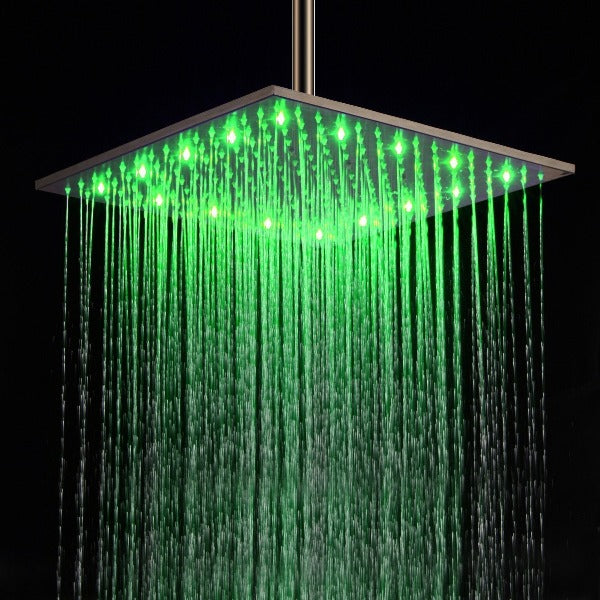 Cascada Showers 16" Square Rainfall LED Shower Head - Detail View 2