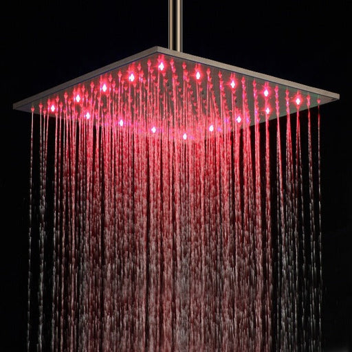 Cascada Showers 16" Square Rainfall LED Shower Head - Main Product Image