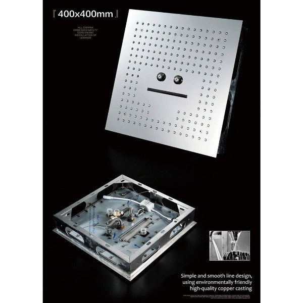 Cascada Showers 16" Luxurious Recessed LED Rainfall Thermostatic Shower System - Product Image 7