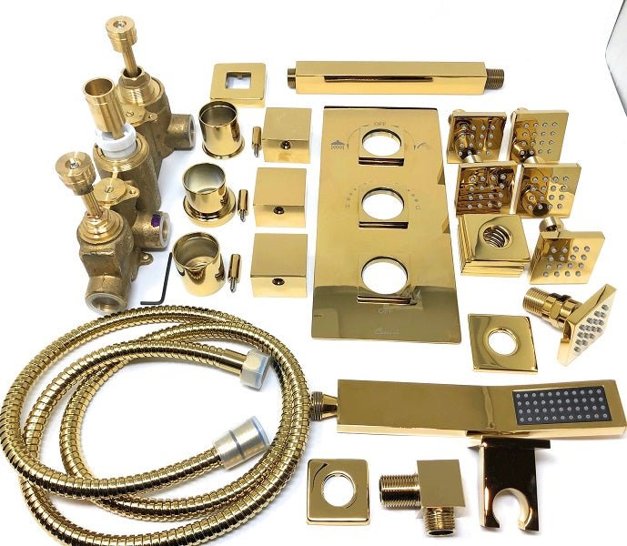 Cascada Tuscany 16” Luxury Shower System: LED Rainfall, Massage, Thermostatic - View 12