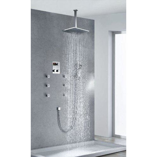Cascada Showers 16" Luxury Rainfall Square Shower Head Set, 6 Massage Jets Spray - Main Product Image