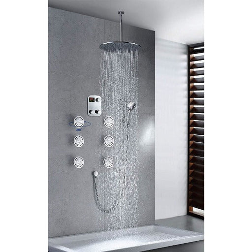 Cascada Showers 16" Luxury Thermostatic Rainfall Shower Set, 6 Massage Jets Spray - Main Product Image
