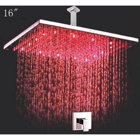 Cascada Showers 16” Rainfall LED Shower Head Set with Shower Arm and Diverter Valve - Detail View 2