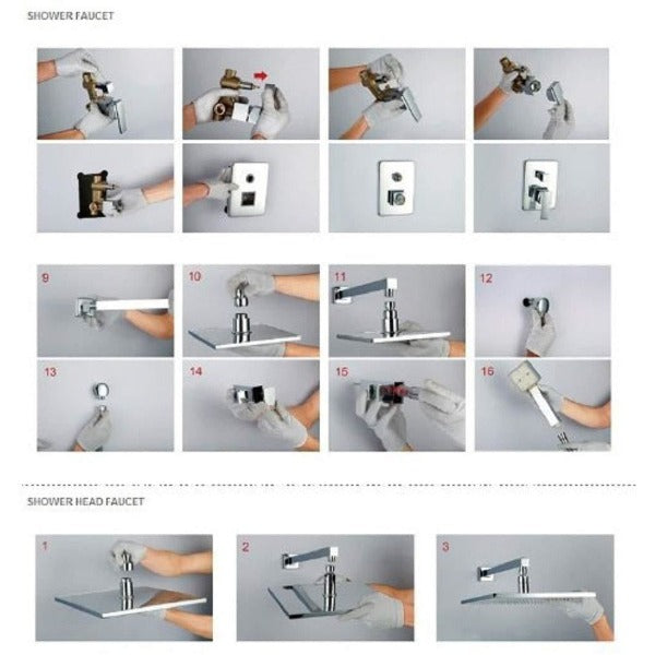 Cascada Showers 16" Rainfall LED Shower Set Double-Function Valve - Product Image 6