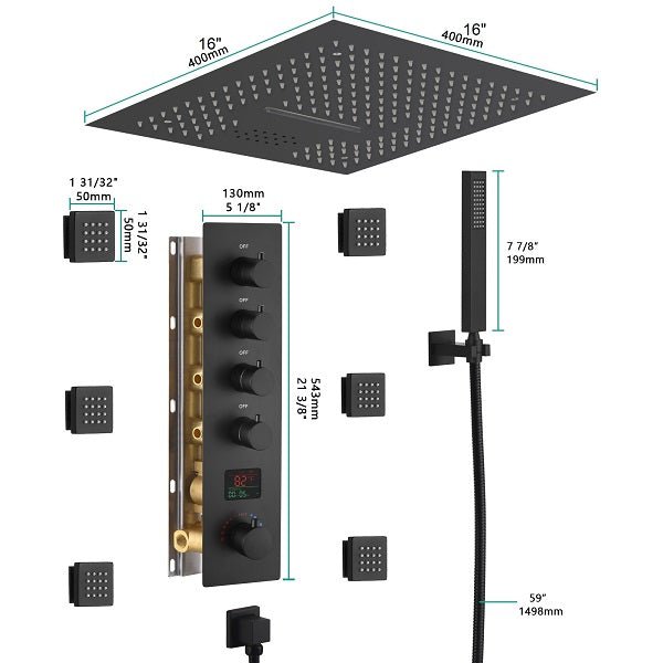16" Siena Digital Rainfall LED Shower System By Cascada Showers - Product Image 8