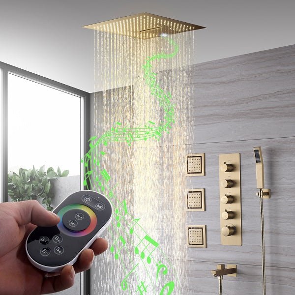 Cascada Showers 16” Cascada Cristallo Square LED Music shower system - Product Image 8