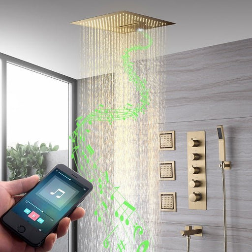 Cascada Showers 16” Cascada Cristallo Square LED Music shower system - Main Product Image