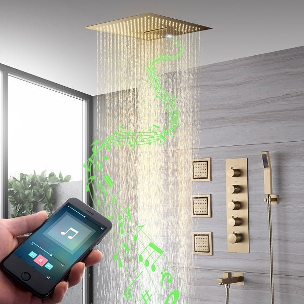 Cascada Showers 16” Cascada Cristallo Square LED Music shower system - Main Product Image