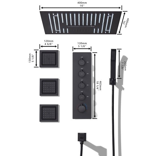Cascada Showers 16” Square Cascada Luxury Cristallo LED Music shower system - Product Image 11