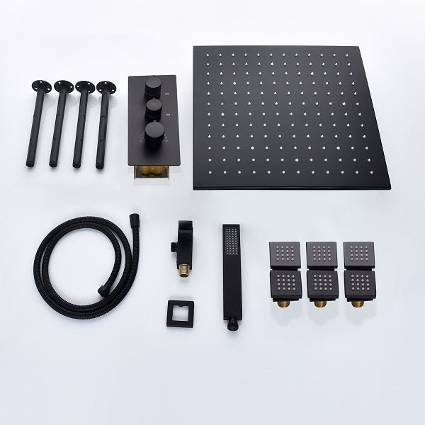 Cascada Showers 16” Square LED shower system with 3 knob thermostatic Valve - Detail View 3