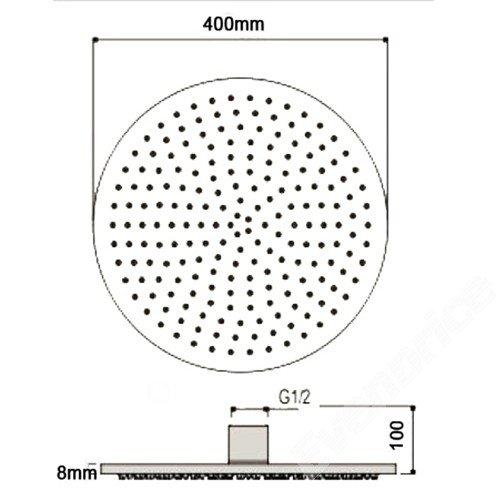 Cascada Showers 16" Stainless Steel Ceiling Mount Round Rainfall LED Shower Head - Alternate View