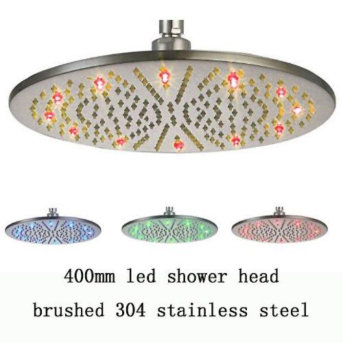 Cascada Showers 16" Stainless Steel Ceiling Mount Round Rainfall LED Shower Head - Detail View 2