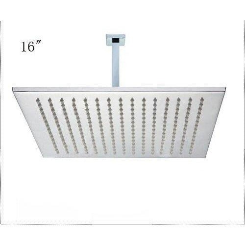 Cascada Showers 16" Stainless Steel Ceiling Mount Square Rainfall LED Shower Head - Product Image 6