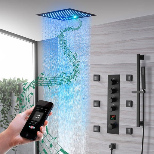 16" Turin Digital Rainfall LED music Shower System by Cascada Showers - Main Product Image