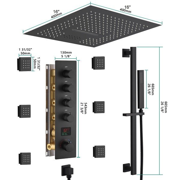 16" Turin Digital Rainfall LED music Shower System by Cascada Showers - Product Image 5