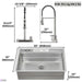 Forno Acqua 33-Inch Drop-In/Undermount 3-Level MultiSINK Workstation Sink with Waterfall... Kitchen Appliance - View 13