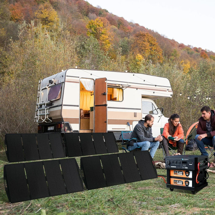 Green Vista Living ECO-WORTHY SL3500 Stackable Power Station with 4×200W Portable Solar... Bathroom Vanity - Side View